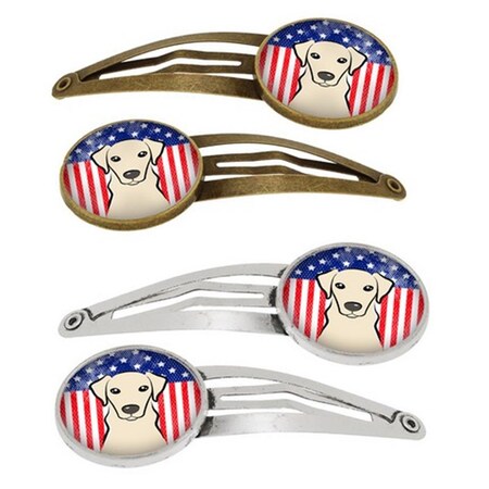 Carolines Treasures American Flag and Yellow Labrador Barrettes Hair Clips, Set of 4, 4PK BB2152HCS4